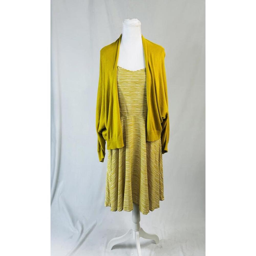 Old Navy Sz XL Mustard Striped Spaghetti Strap Dress And Cardigan Earthy Summer‎